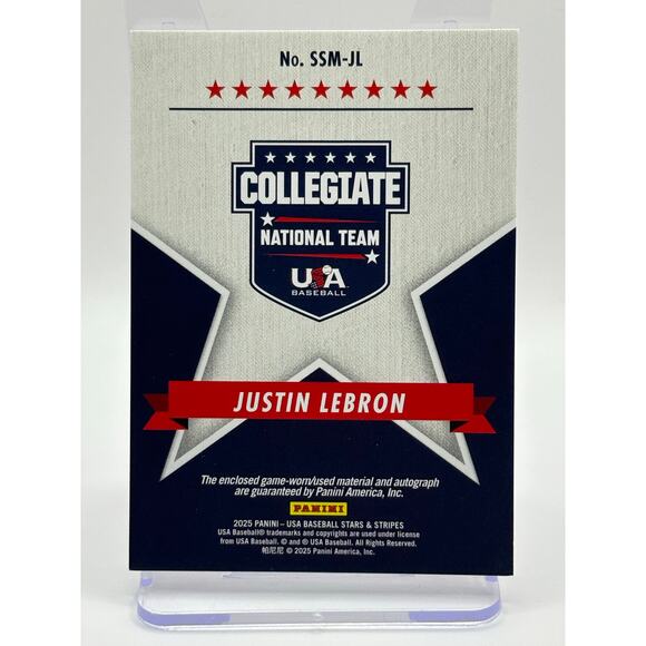 2025 Panini Stars & Stripes JUSTIN LEBRON Jersey Patch Auto USA National Team - Picture 2 of 2